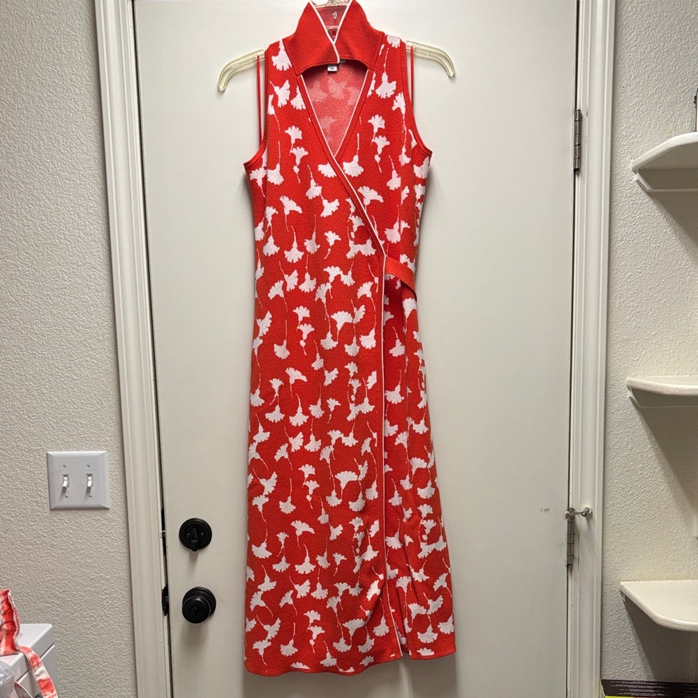 Diane von Furstenberg X Target Ginko Coral Print Wrap Dress | Size Large - Picture 4 of 7